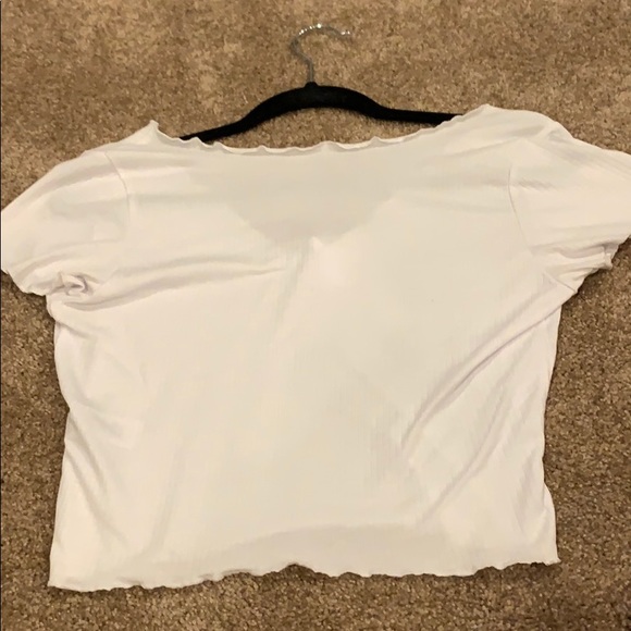 White Ruffle Neck T-shirt - Picture 2 of 3